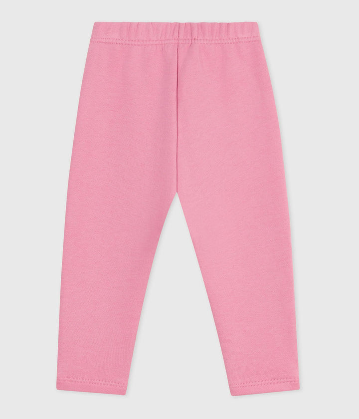Pantaloni in cotone tinta unita rosa bebé