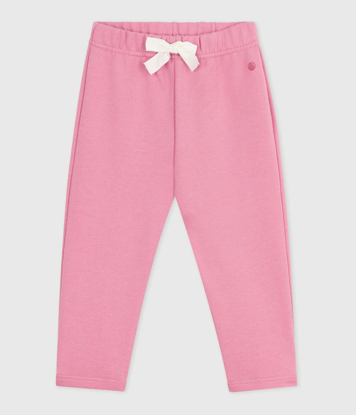 Pantaloni in cotone tinta unita rosa bebé