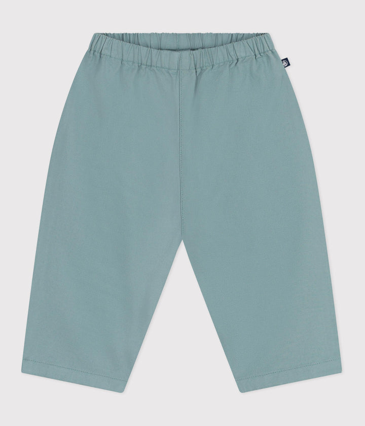 Pantaloni in misto cotone e lino verde acqua