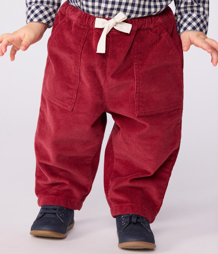 Pantaloni in velluto tinta unita neonato
