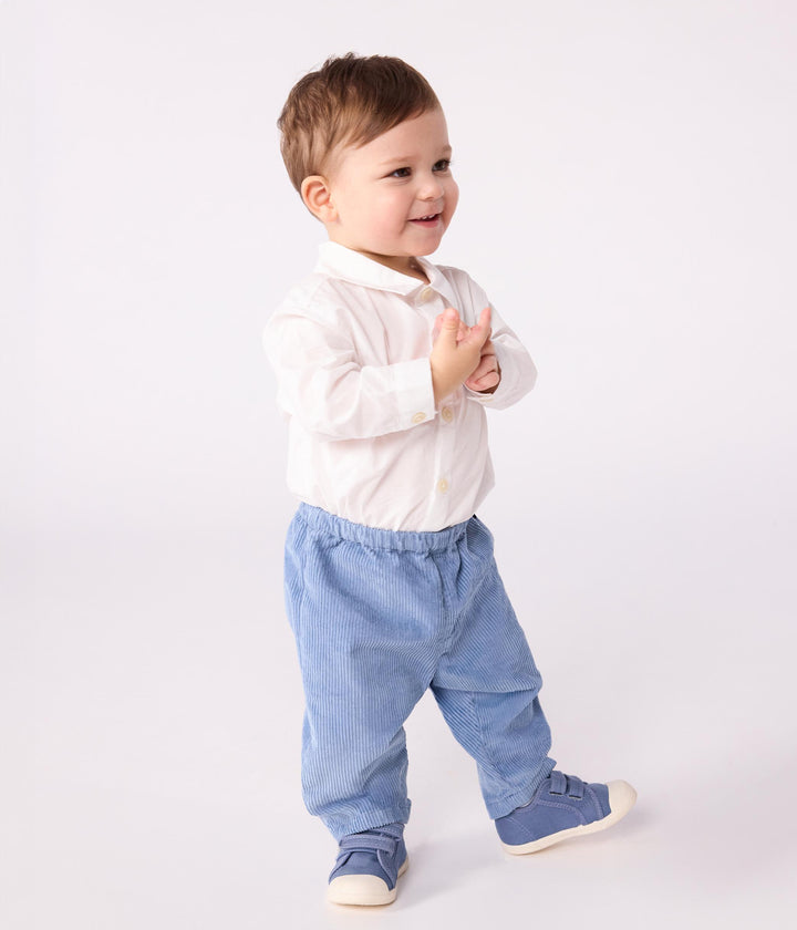 Pantaloni in velluto tinta unita neonato