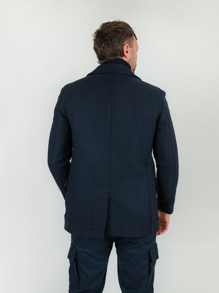 Peacoat doppiopetto blu in lana