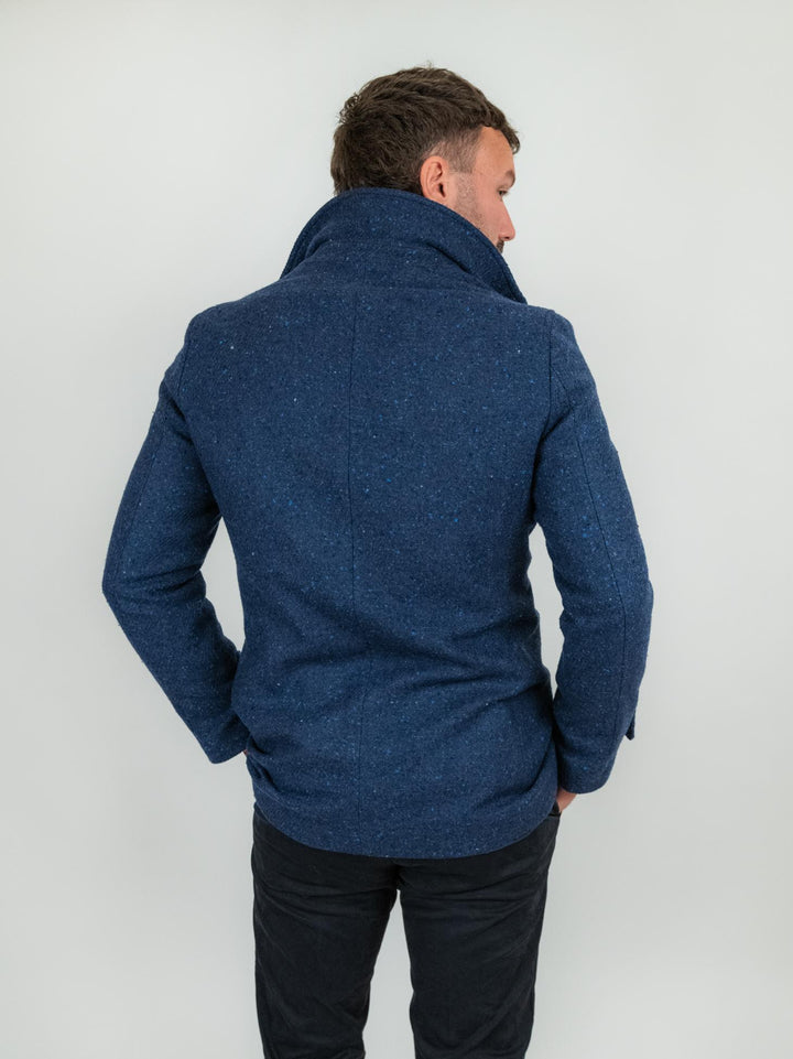 Peacoat in lana vergine blu melange