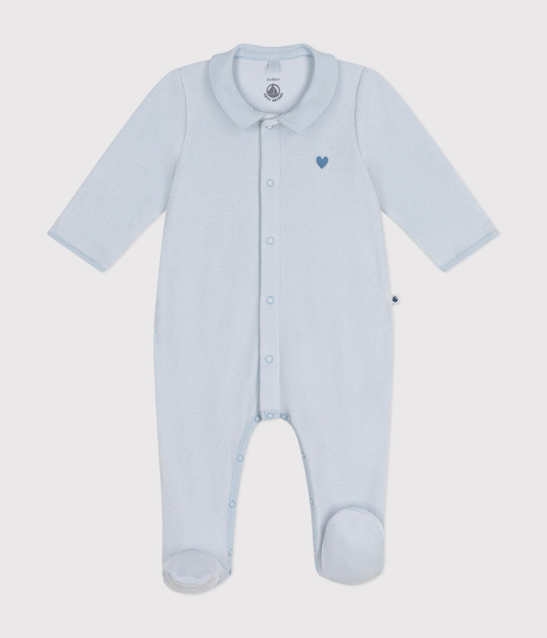 Pigiama neonato in velluto celeste