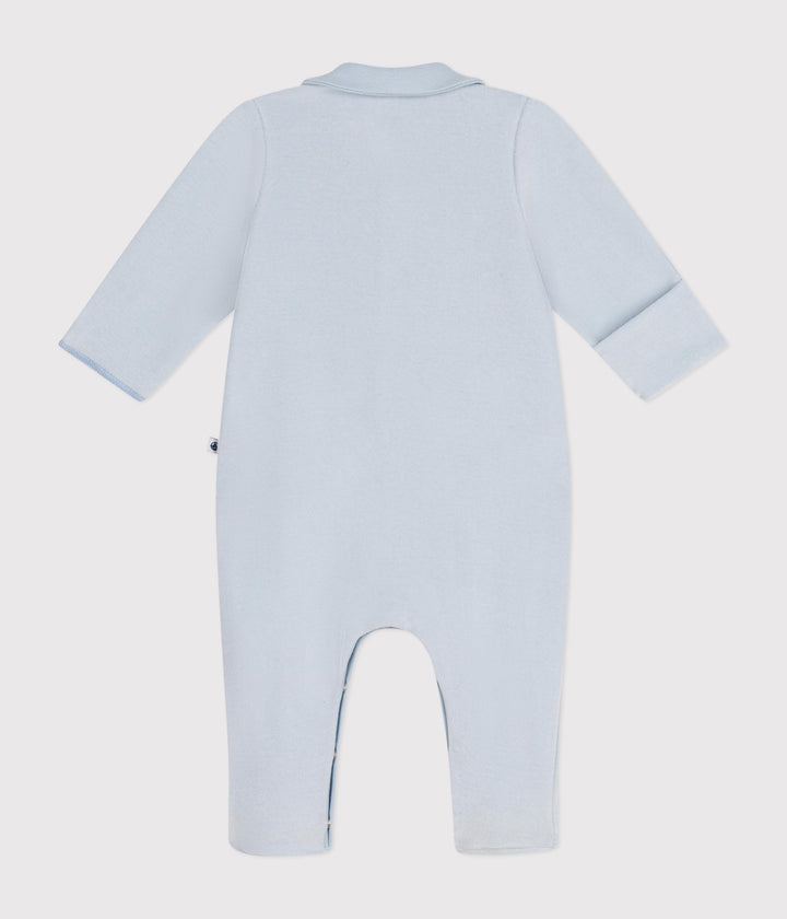 Pigiama neonato in velluto celeste