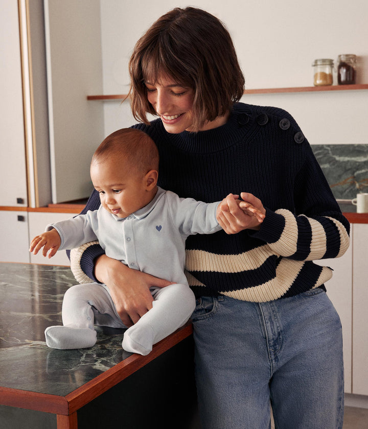 Pigiama neonato in velluto celeste