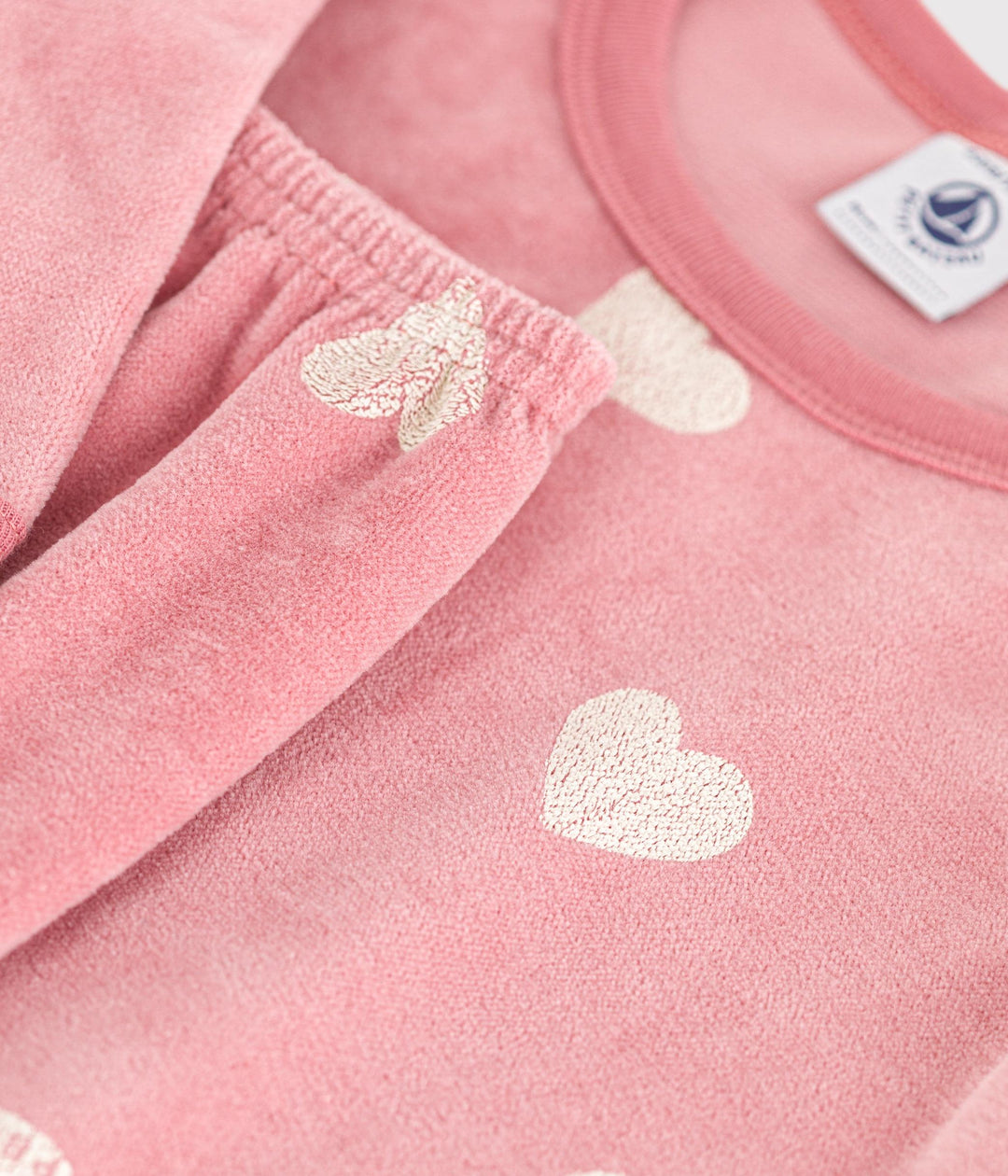 Pigiama rosa con stampa a cuori in velluto bambina