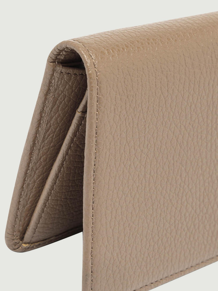 Portafoglio in pelle martellata color beige