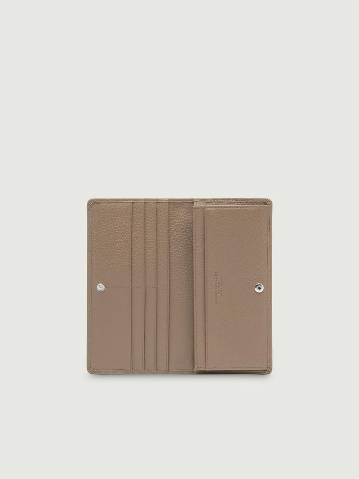 Portafoglio in pelle martellata color beige