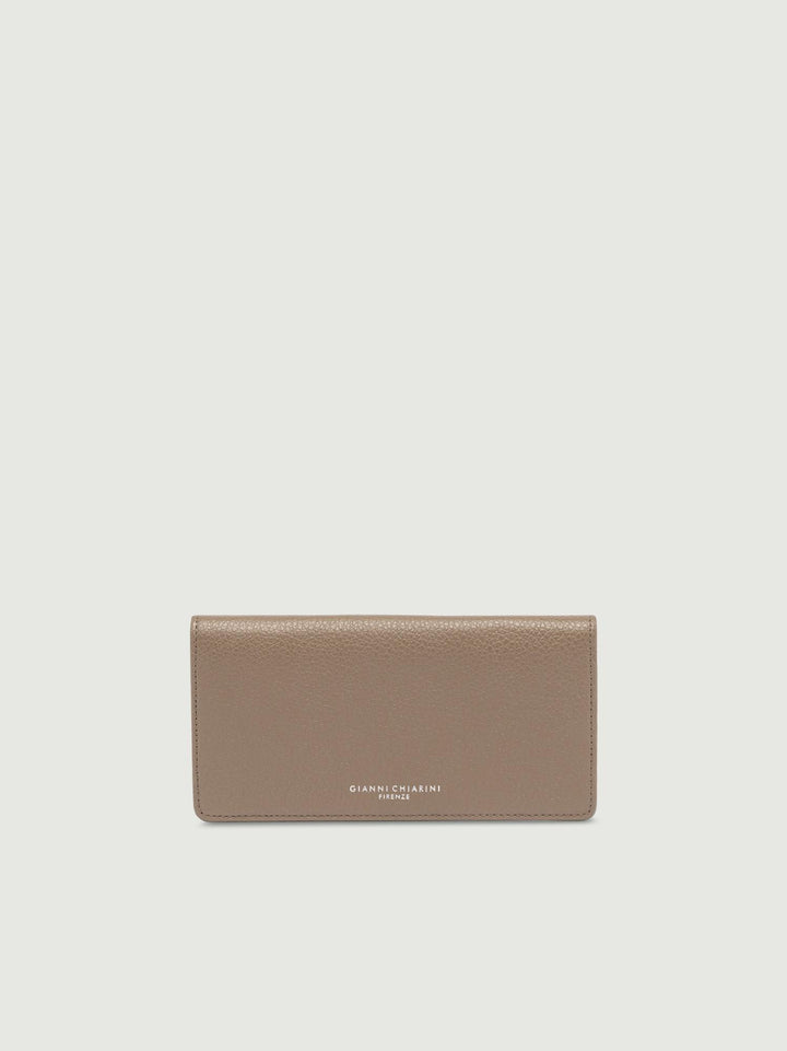 Portafoglio in pelle martellata color beige