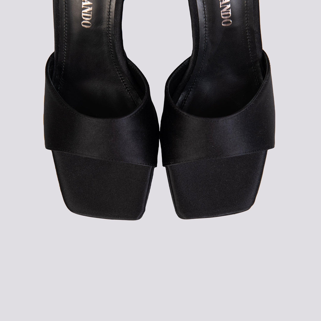 SABOT IN RASO  NERO CON TACCO