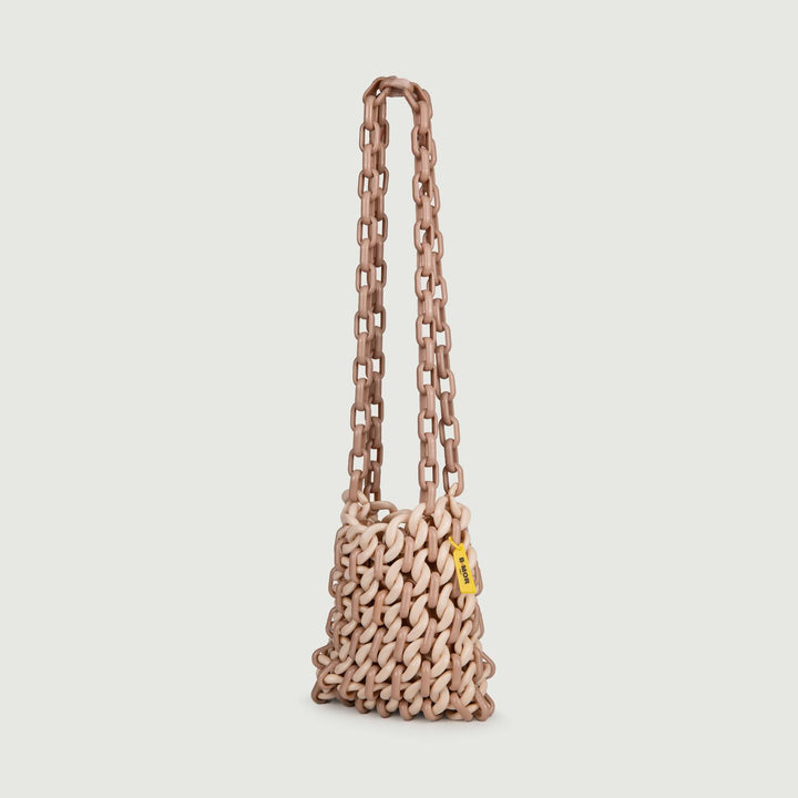 SACCHETTA IN RESINA BICOLOR BEIGE E TORTORA "SPIRIT"