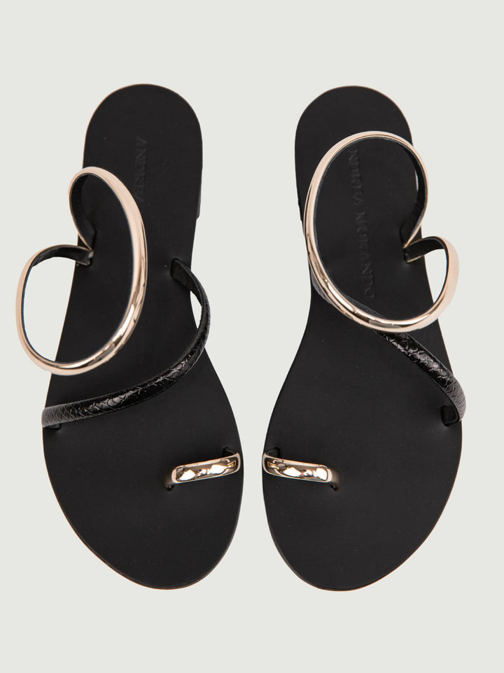 SANDALO BASSO INFRADITO NERO E ORO