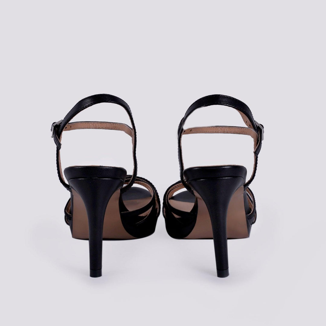 SANDALO CON TACCO E LISTINI