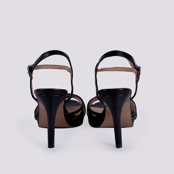 SANDALO CON TACCO E LISTINI