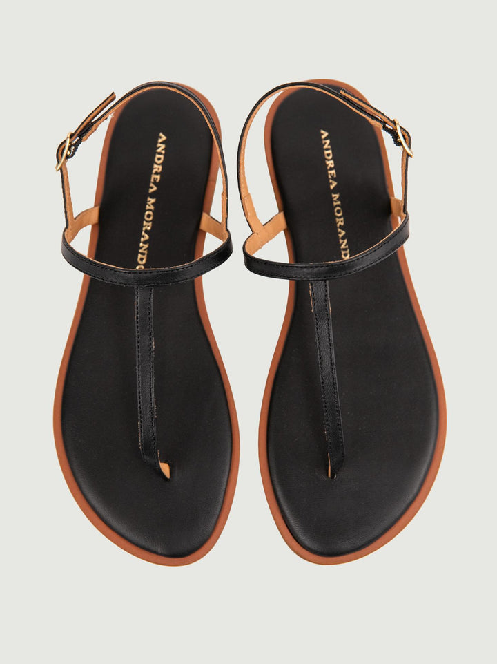 SANDALO INFRADITO IN PELLE NERO