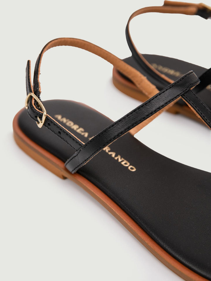 SANDALO INFRADITO IN PELLE NERO