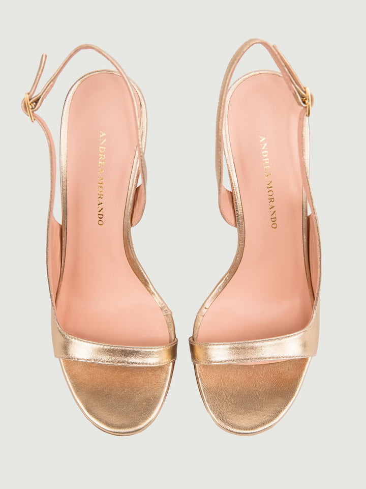 SANDALO IN PELLE LAMINATA ORO