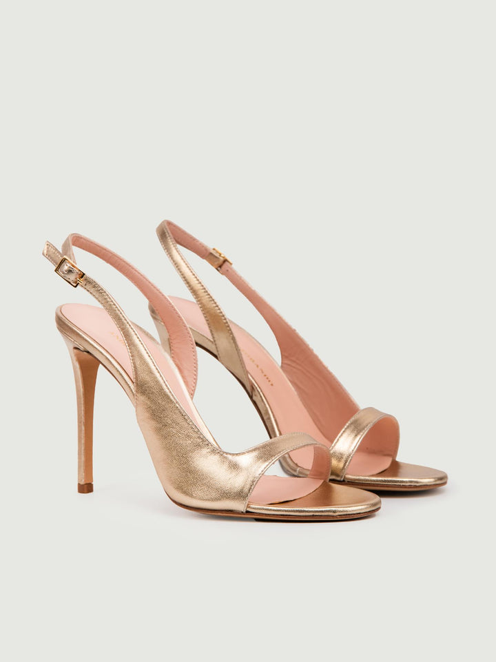 SANDALO IN PELLE LAMINATA ORO