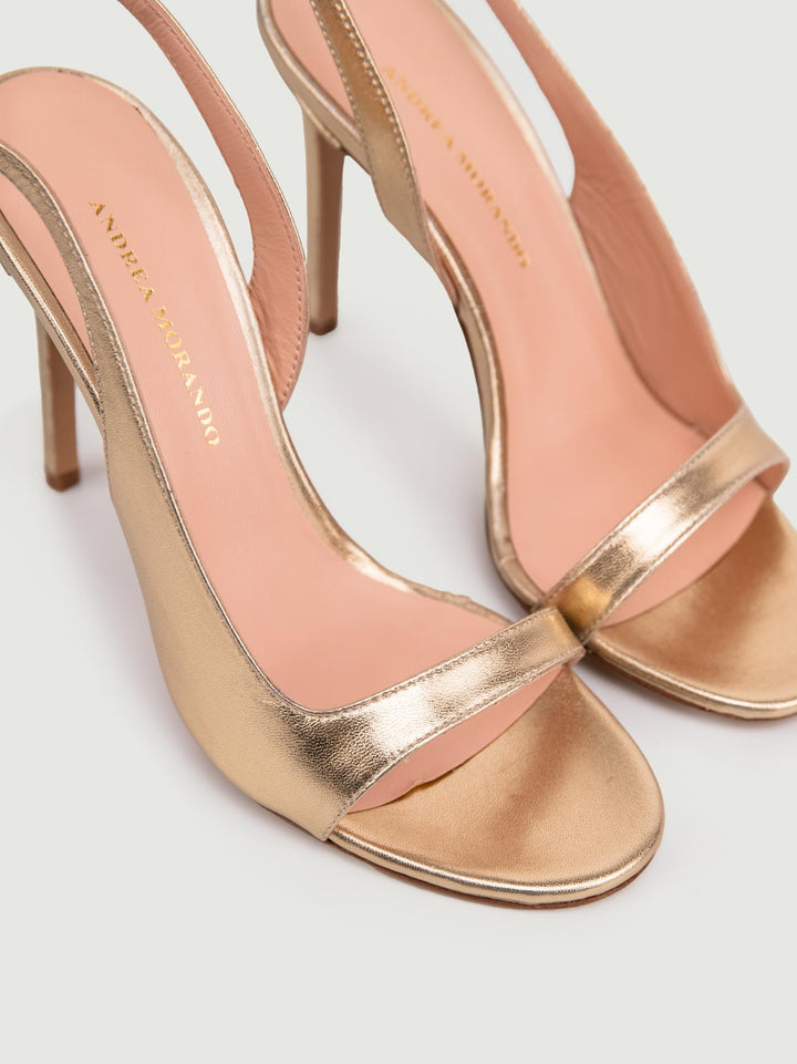 SANDALO IN PELLE LAMINATA ORO