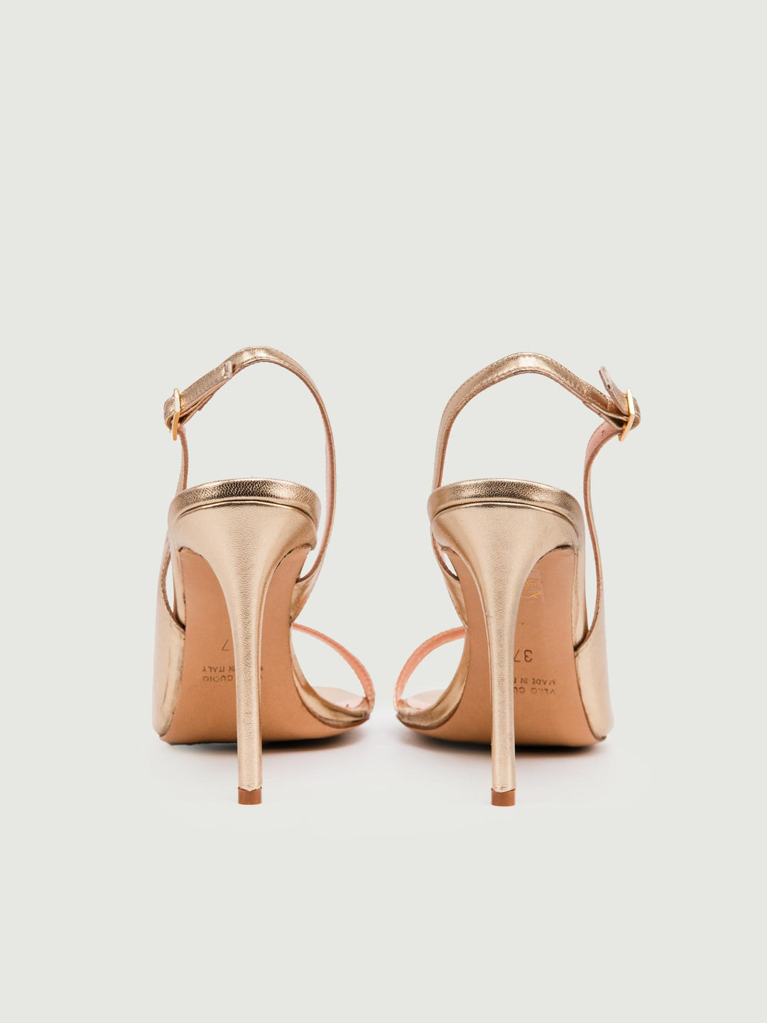 SANDALO IN PELLE LAMINATA ORO