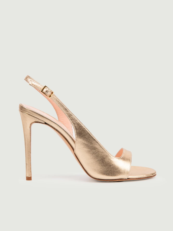 SANDALO IN PELLE LAMINATA ORO