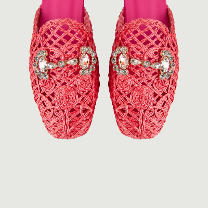 SANDALO SABOT IN RAFIA FUXIA