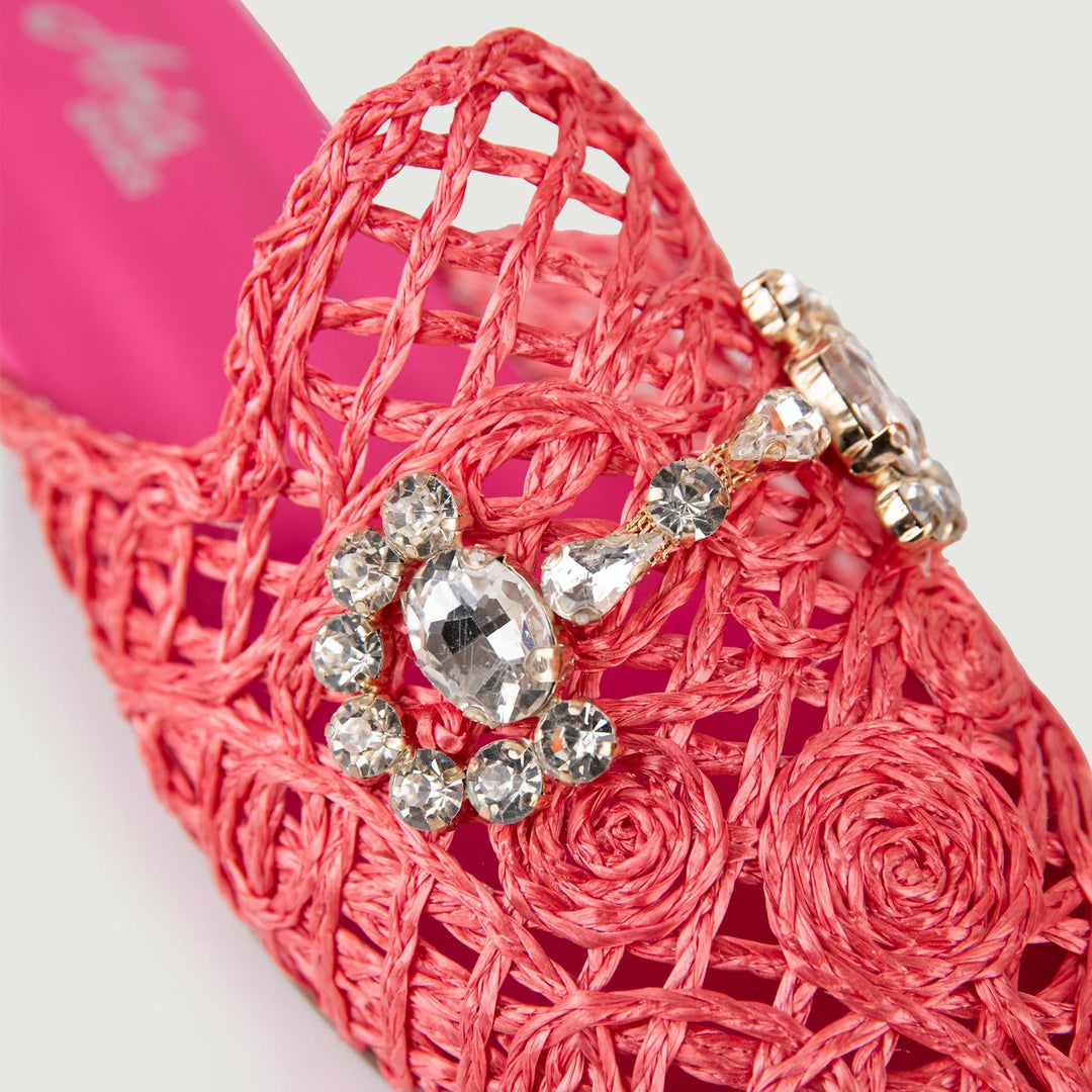 SANDALO SABOT IN RAFIA FUXIA