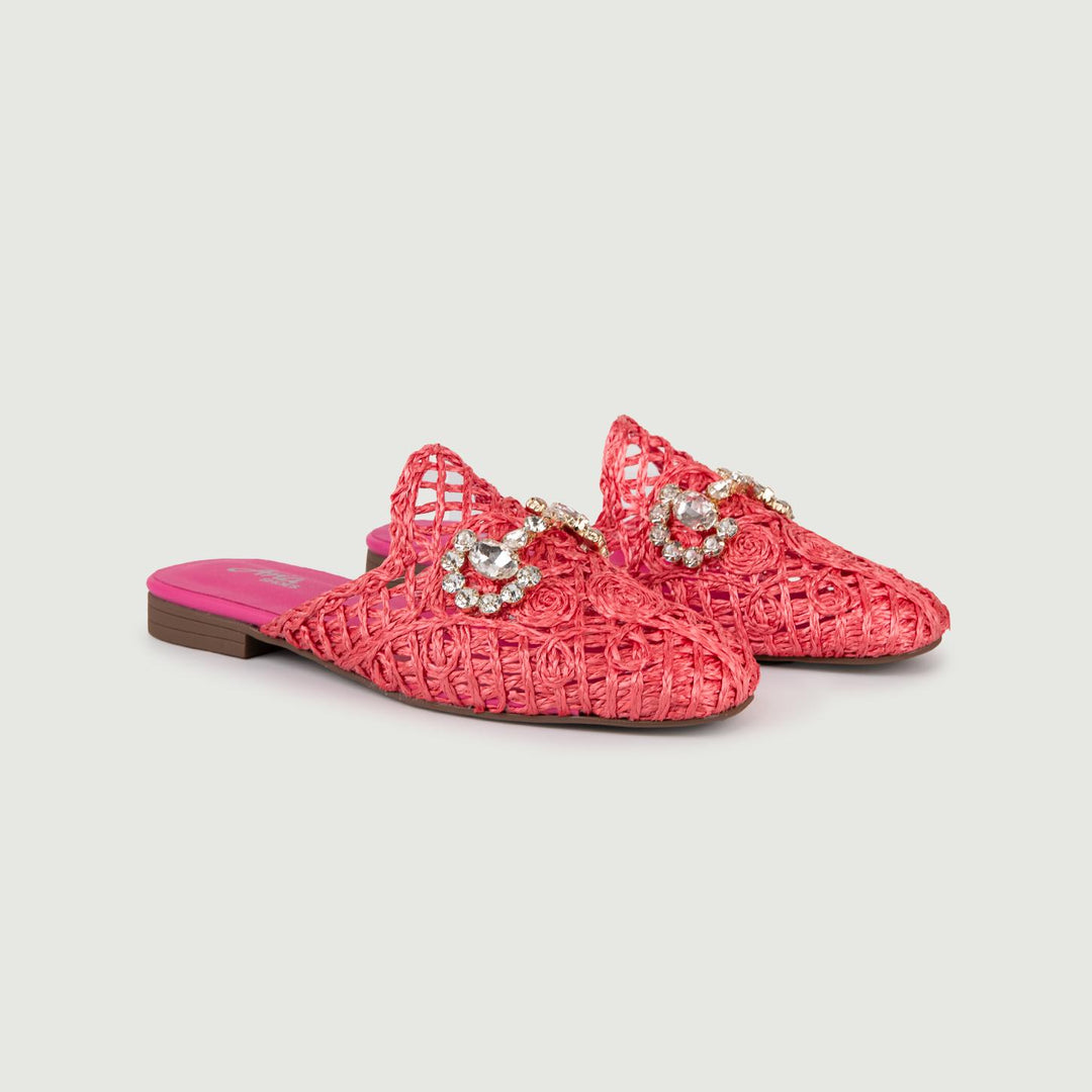SANDALO SABOT IN RAFIA FUXIA