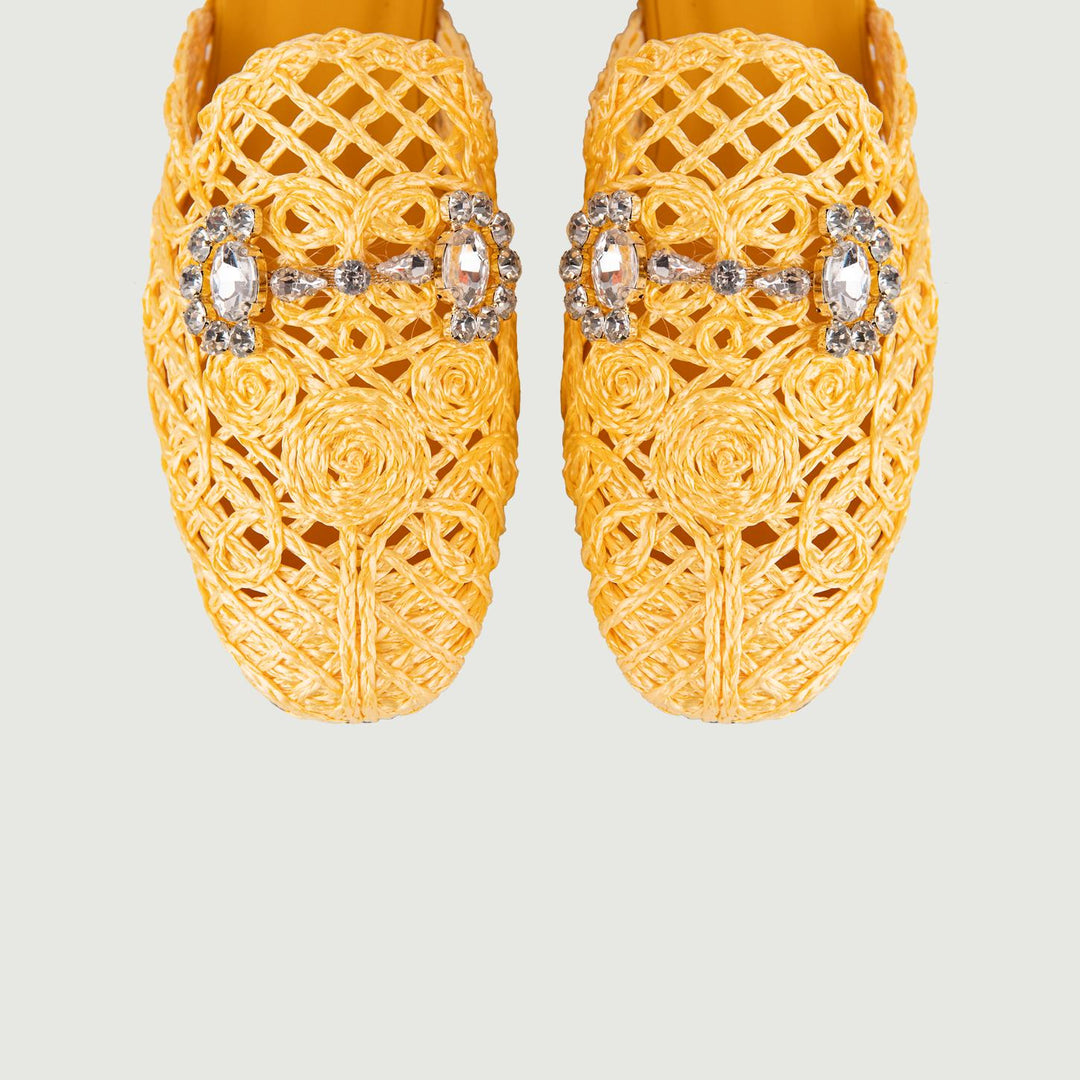 SANDALO SABOT IN RAFIA GIALLO