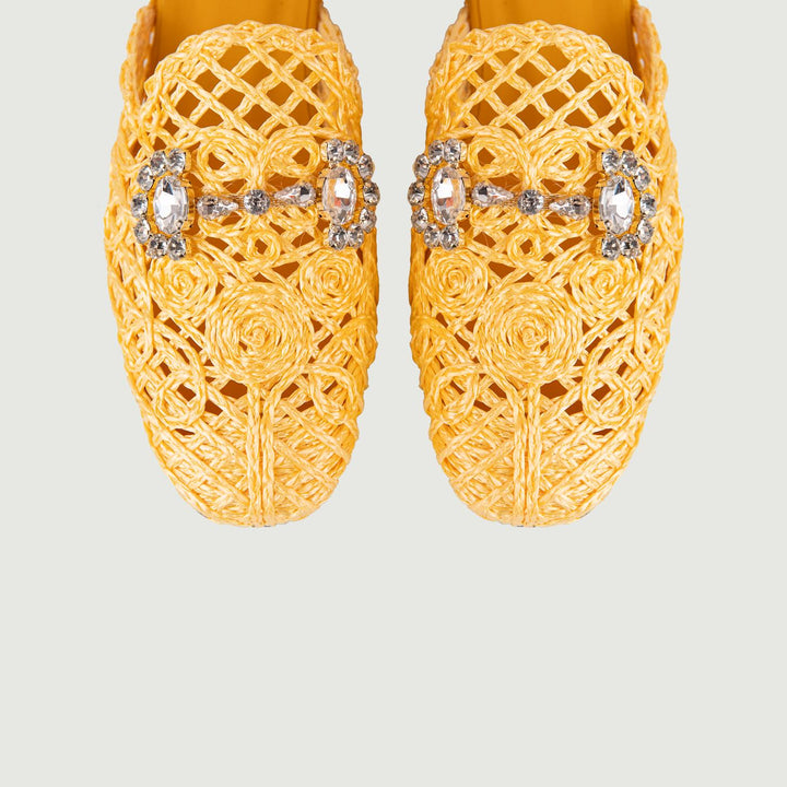 SANDALO SABOT IN RAFIA GIALLO