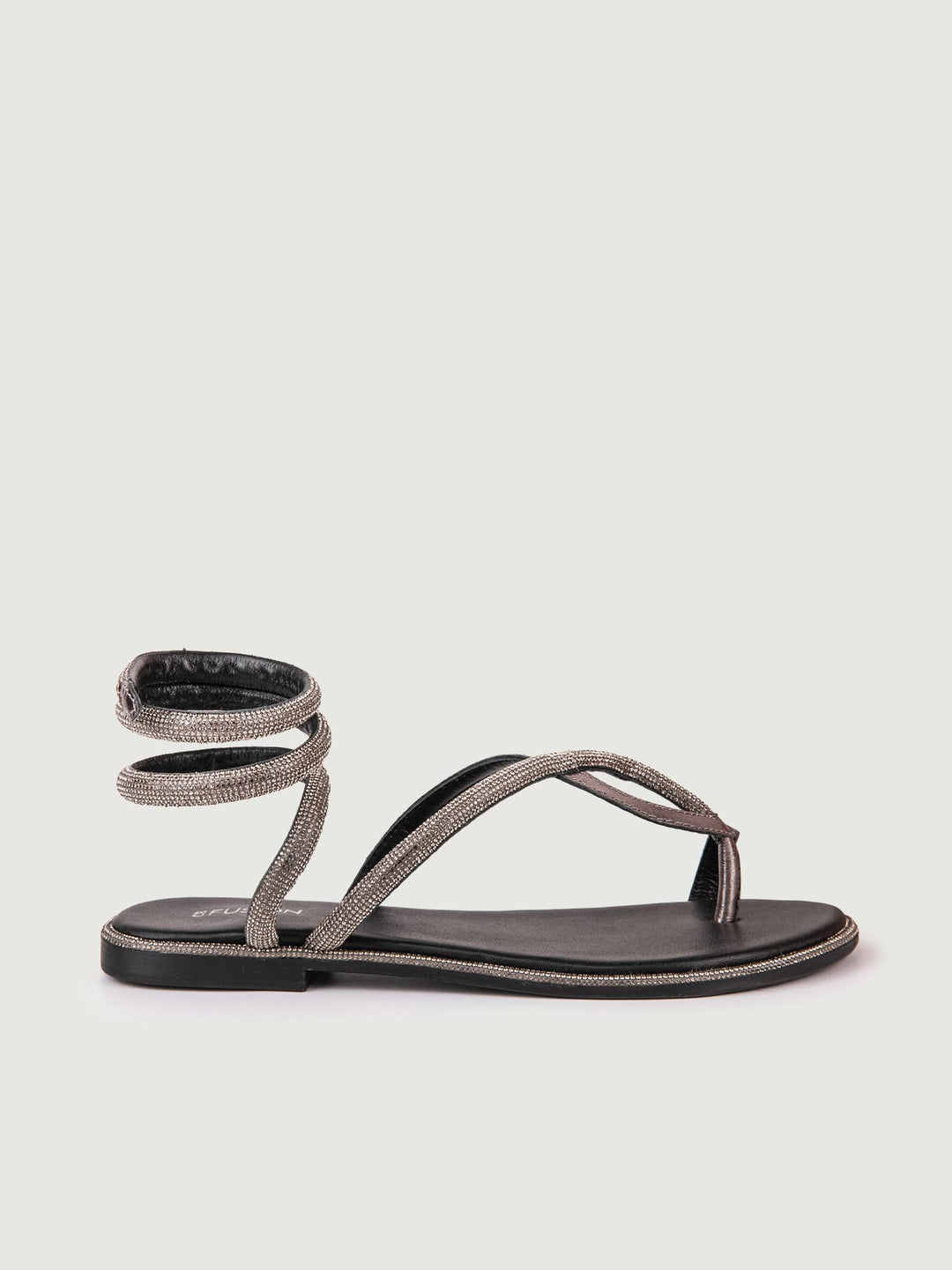 SANDALO WRAP UP NERO CON GLITTER
