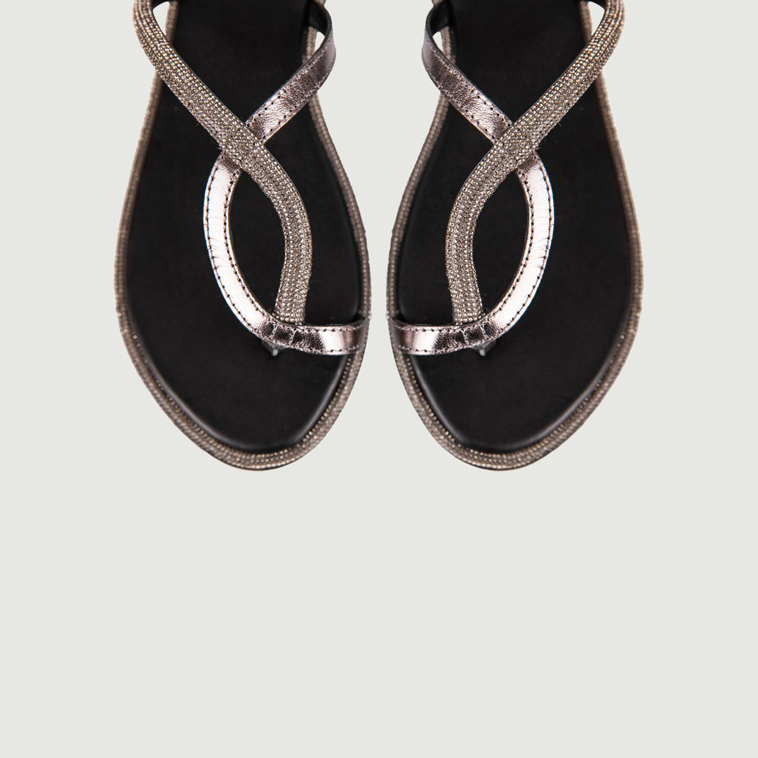 SANDALO WRAP UP NERO CON GLITTER