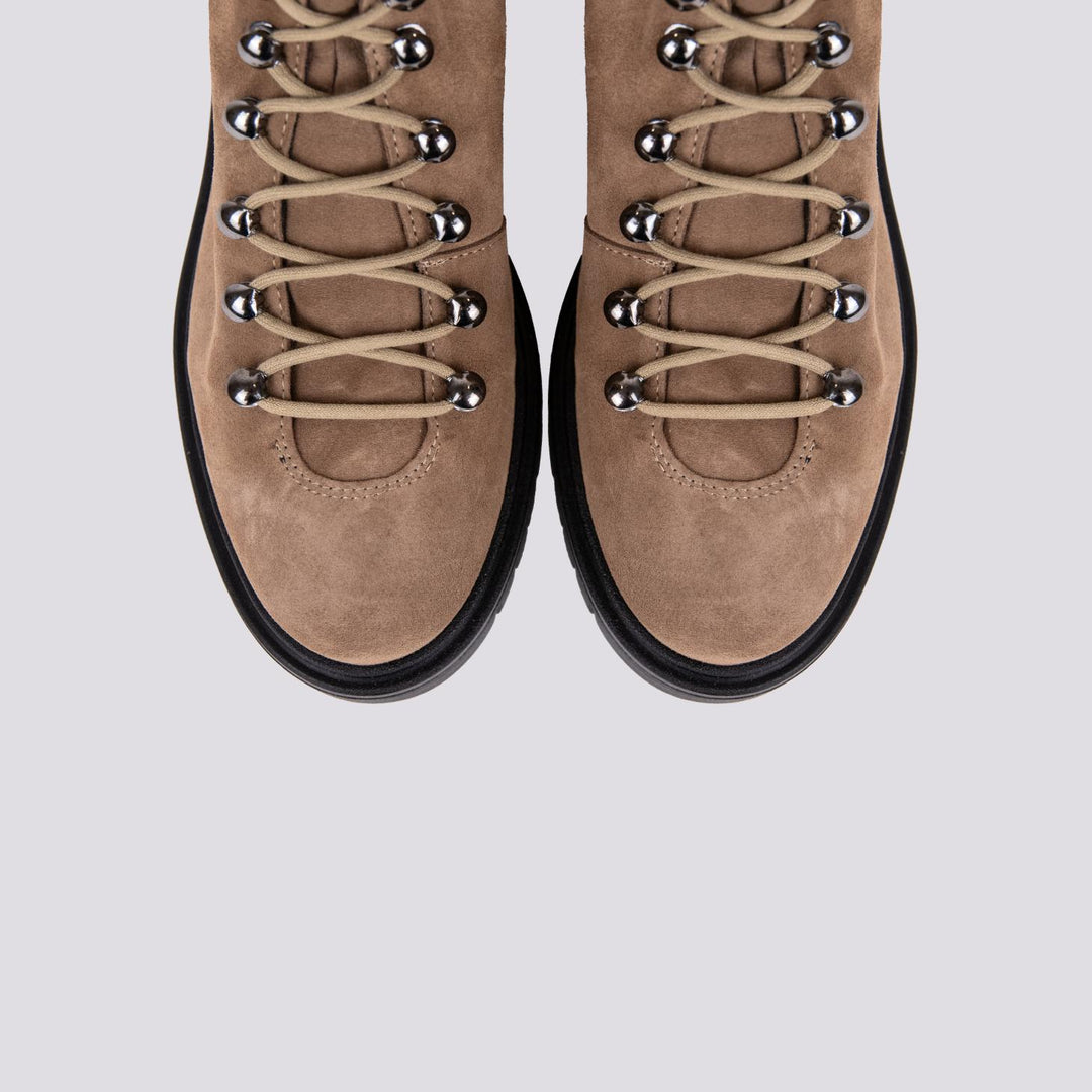 SCARPONCINO ALTO CON ALLACCIO TREKKING IN CAMOSCIO BEIGE