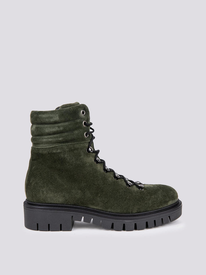 SCARPONCINO ALTO CON ALLACCIO TREKKING IN CAMOSCIO VERDE MILITARE