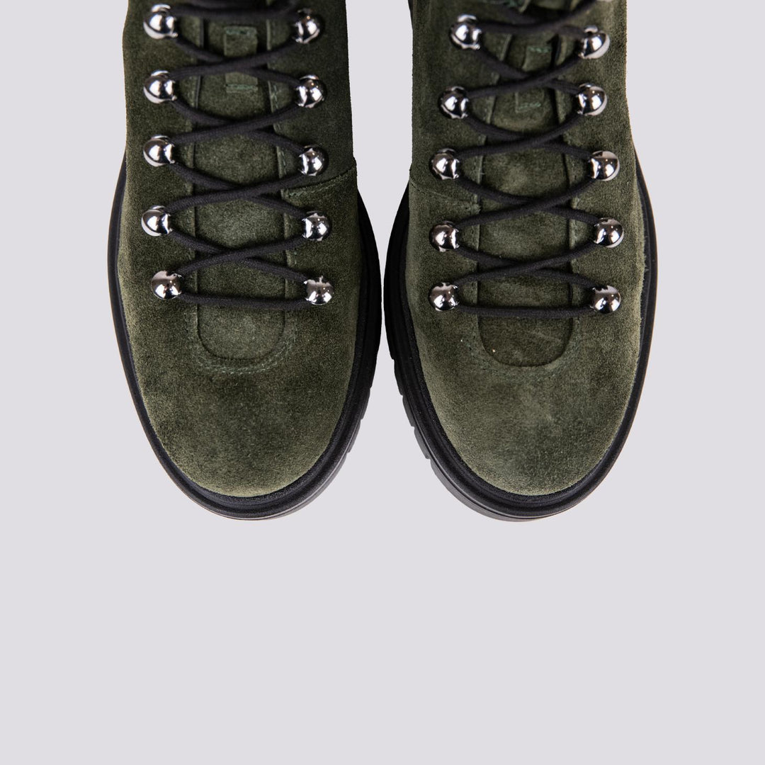 SCARPONCINO ALTO CON ALLACCIO TREKKING IN CAMOSCIO VERDE MILITARE