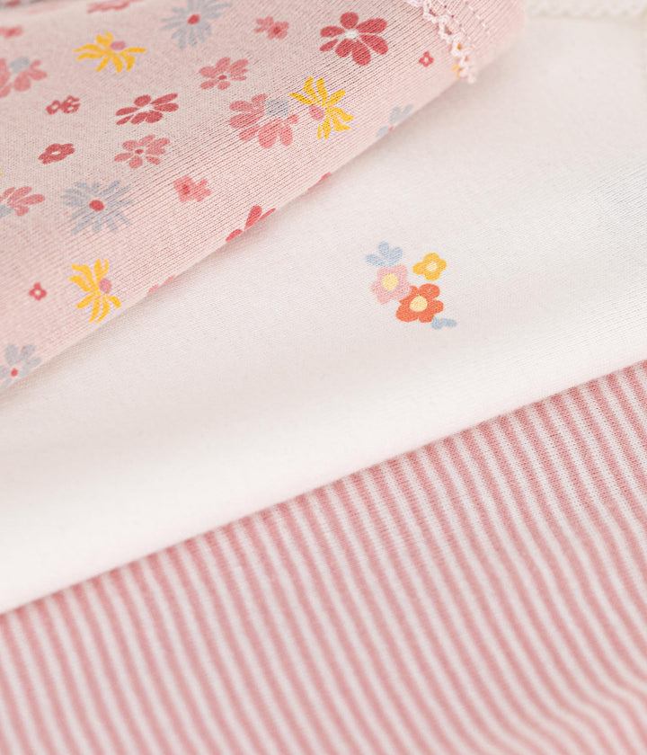 SET DI 3 BODY CON SPALLINE A FIORI BEBÈ IN COTONE