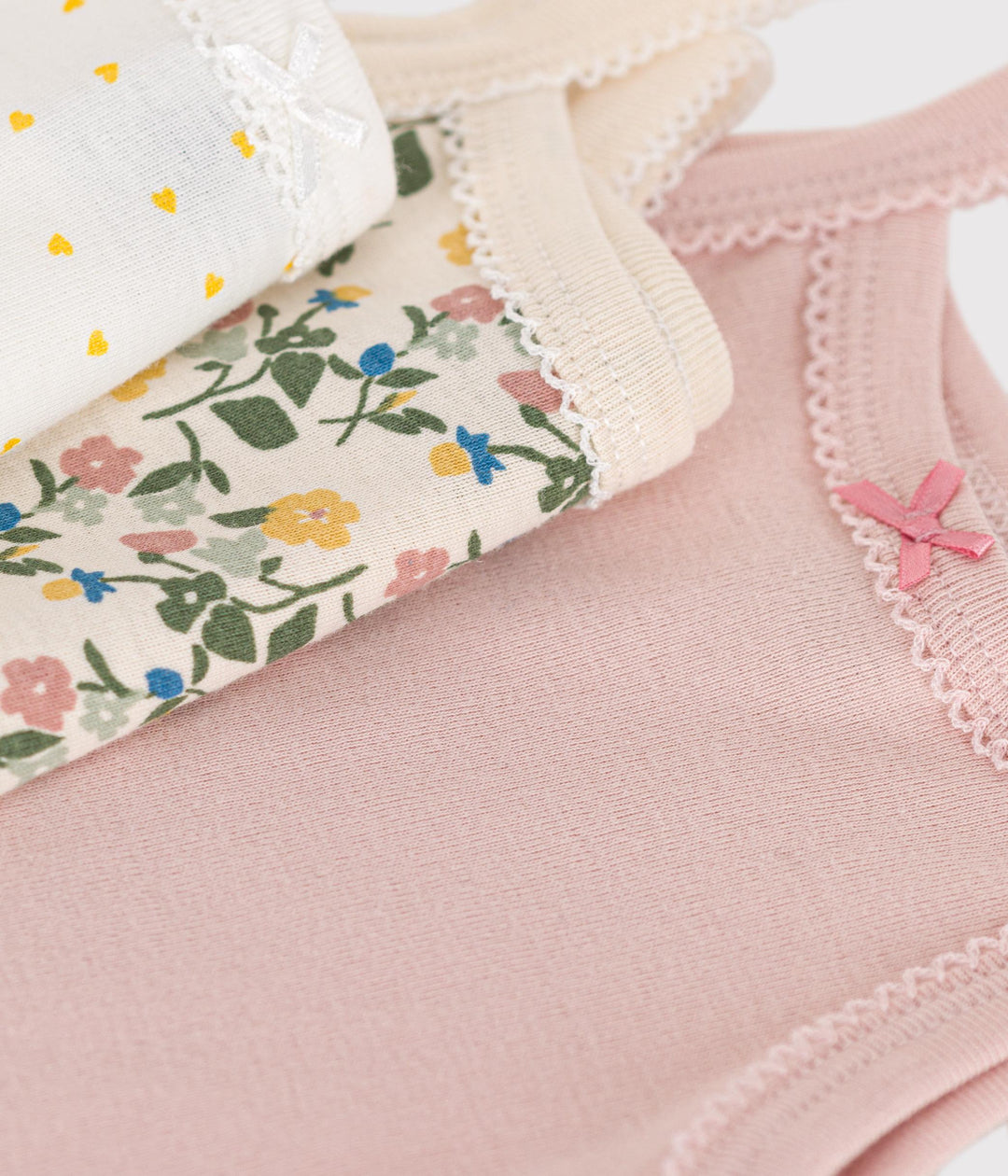 SET DI 3 BODY CON SPALLINE A FIORI BEBÈ IN COTONE