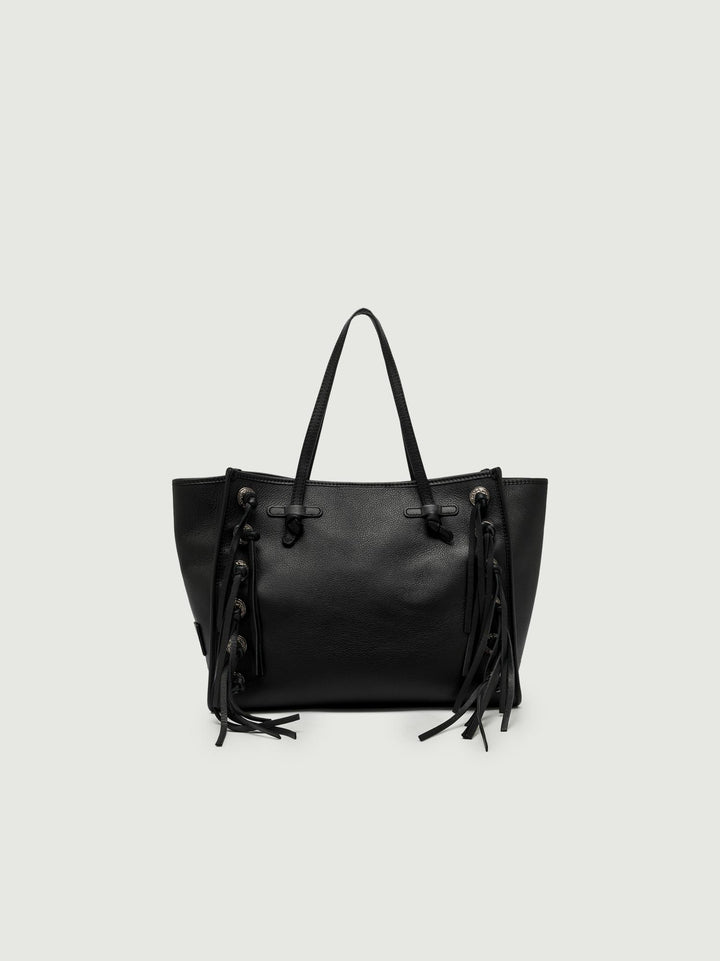 SHOPPING MARCELLA CON FRANGE IN PELLE NERA