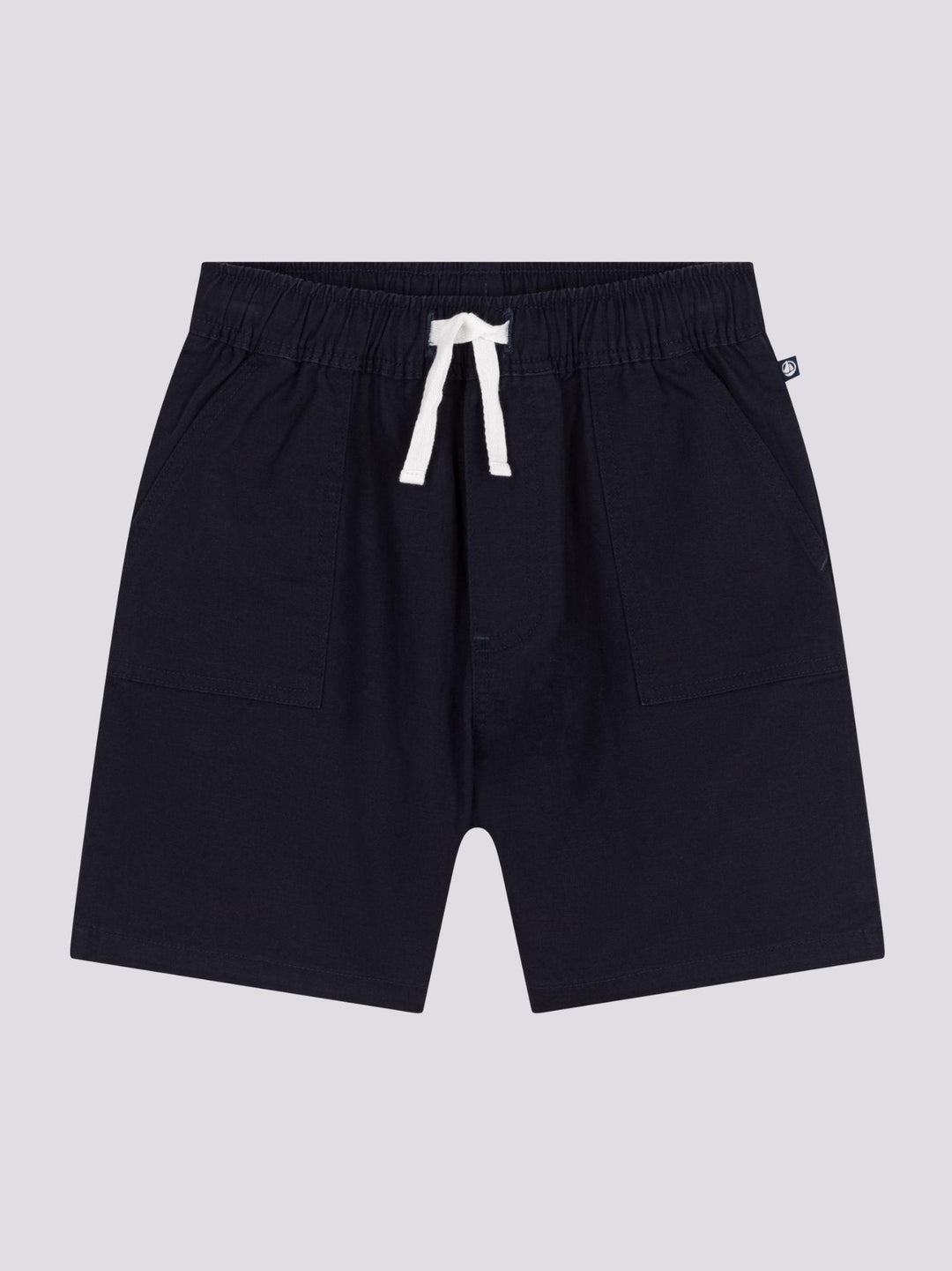 SHORTS  BLU IN TWILL DI COTONE E LINO <BR/>
