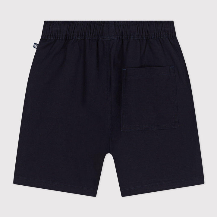SHORTS  BLU IN TWILL DI COTONE E LINO <BR/>