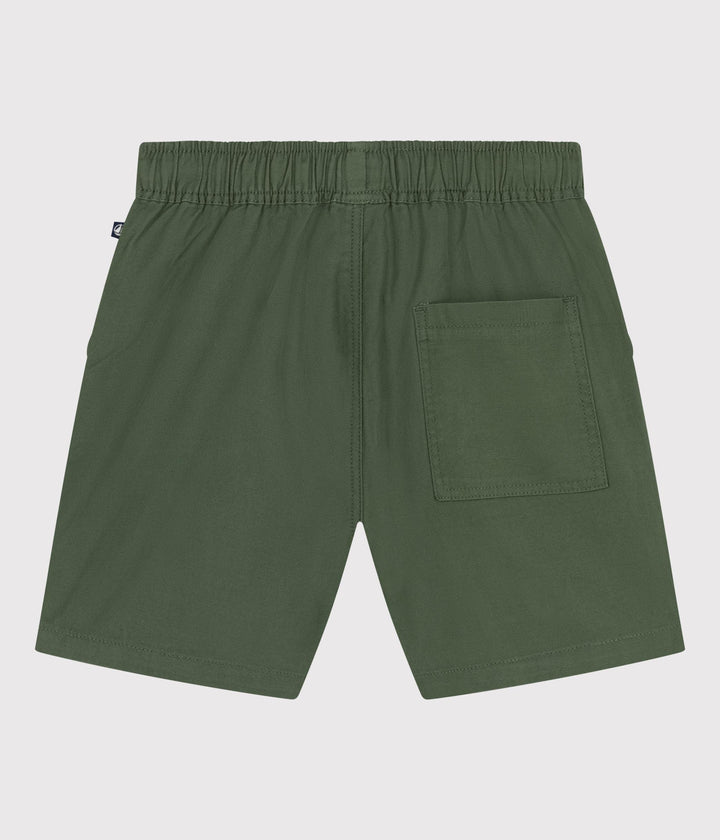 SHORTS IN TWILL DI COTONE E LINO VERDE