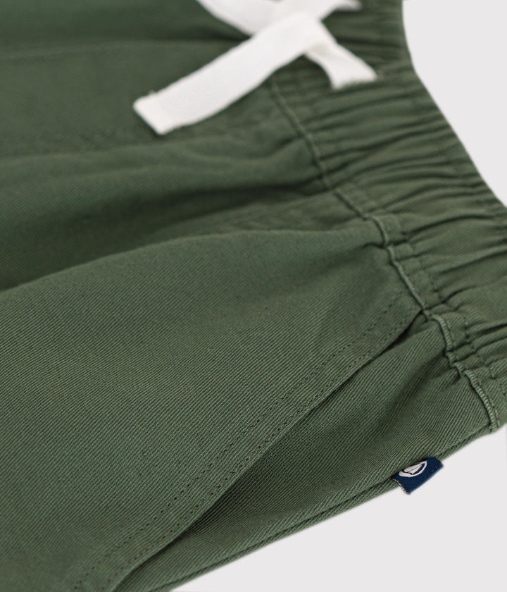 SHORTS IN TWILL DI COTONE E LINO VERDE