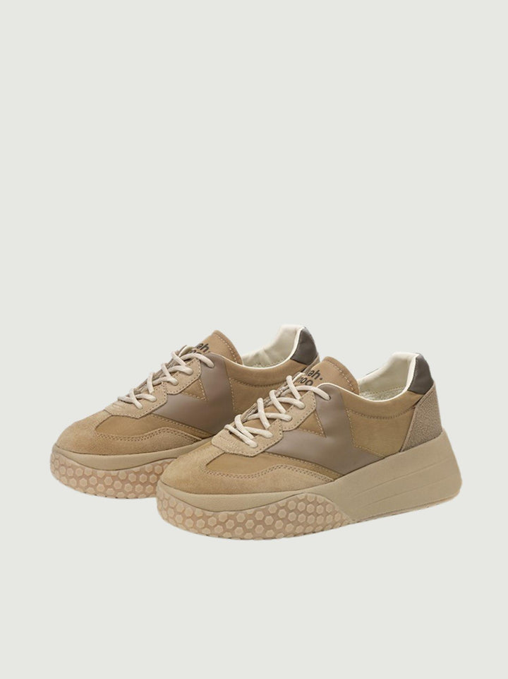 SNEAKER 9768 CON RIALZO TAUPE E NOCCIOLA