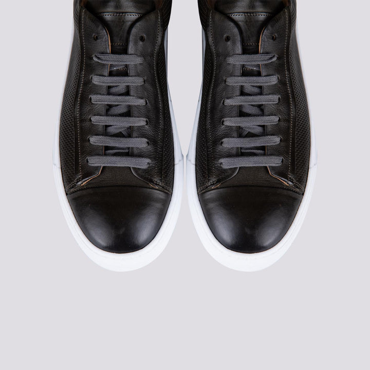 SNEAKER IN PELLE TRAFORATA COLOR VERDONE