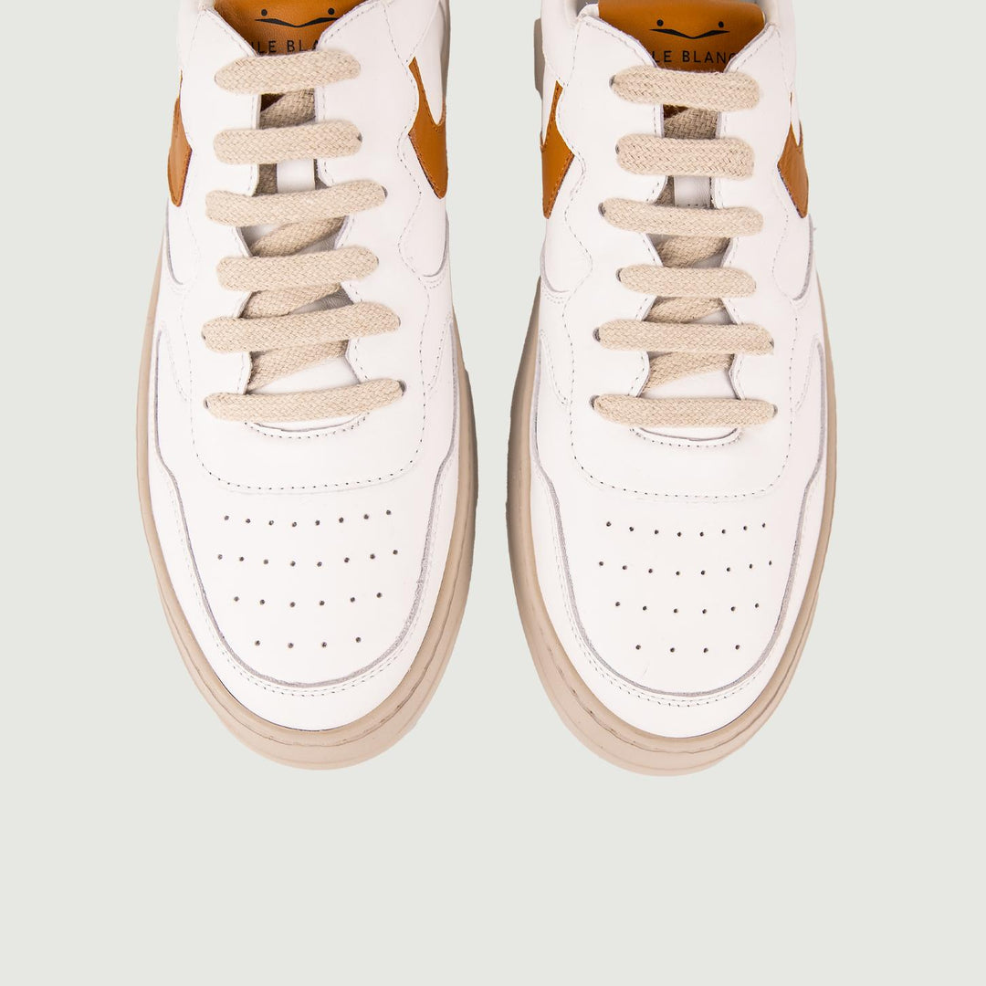 SNEAKER LAYTON 01 IN PELLE BIANCO E MARRONE