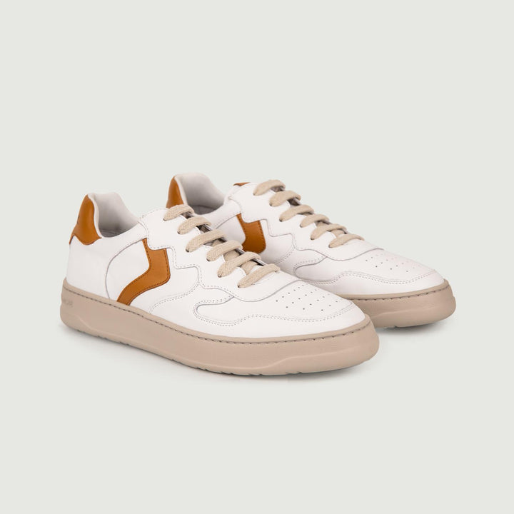 SNEAKER LAYTON 01 IN PELLE BIANCO E MARRONE