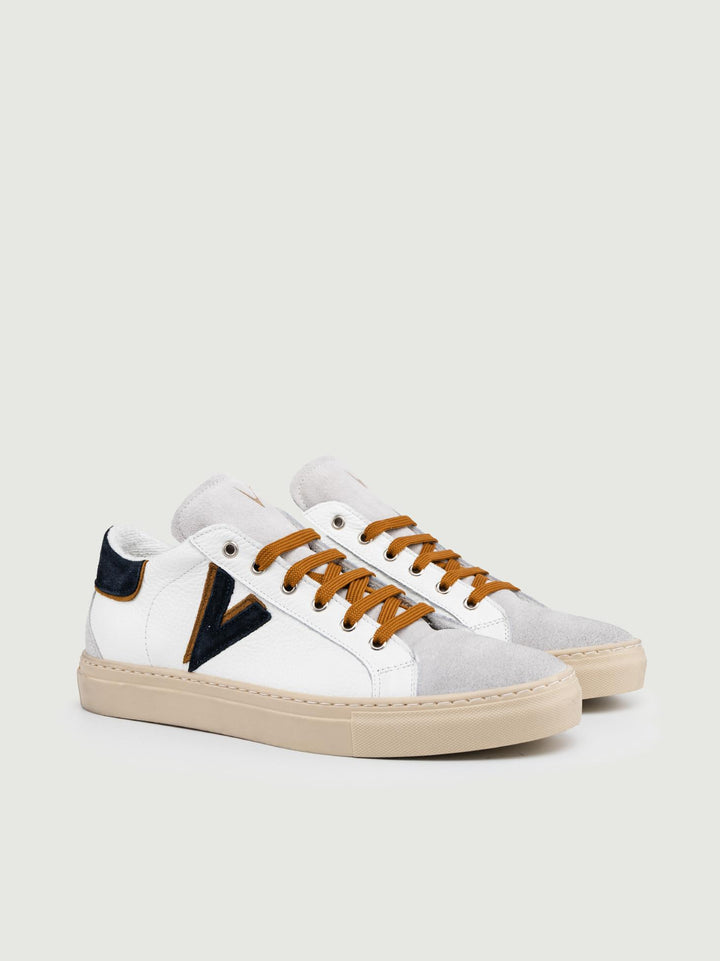 SNEAKER OLYMPIC BLU E CUOIO