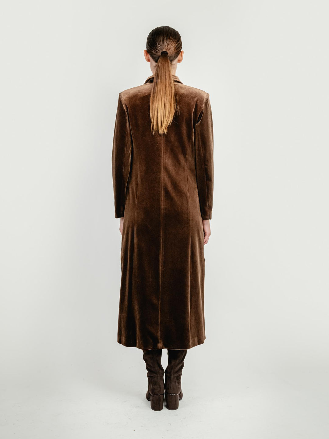 SPOLVERINO DOPPIOPETTO IN VELLUTO CAFFÈ