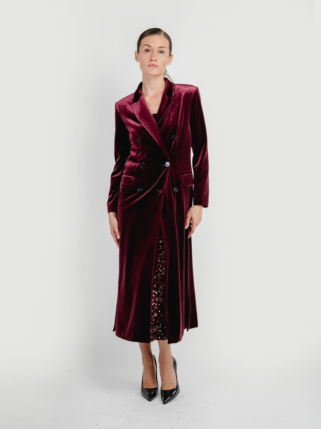 SPOLVERINO DOPPIOPETTO IN VELLUTO VINACCIA